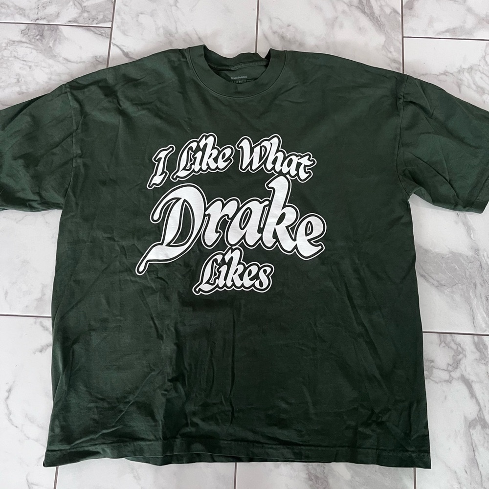 Drake ‘I Like What Drake Likes’ OVO It’s All A Blur Tour Green Baggy Shirt TEE - Picture 2 of 4